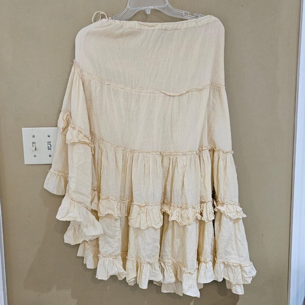 boho cottagecore beige ruffle adjustable skirt - Picture 3 of 4